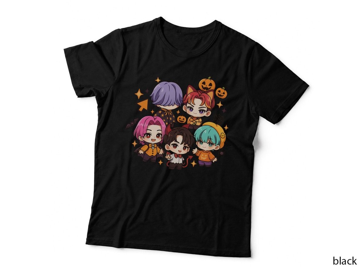 Halloween Costume Chibi Characters T-Shirt, Spooky Party Theme