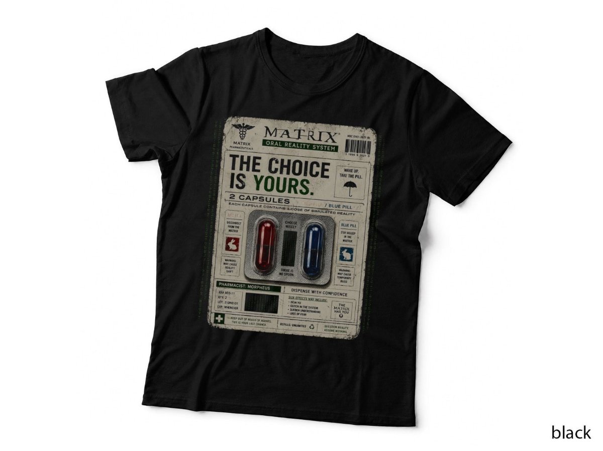 The Matrix Red Blue Pill Pharmacy Blister Pack Sci Fi Halftone T-Shirt Hoodie