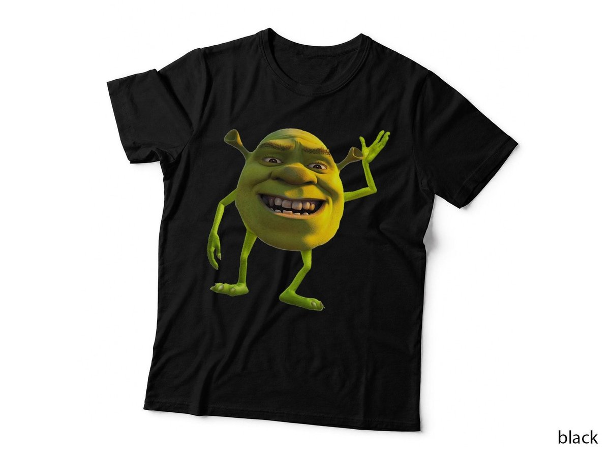 Shrek Wazowski Mashup Tee, Green Ogre Cyclops Monster, Cursed Cartoon Parody