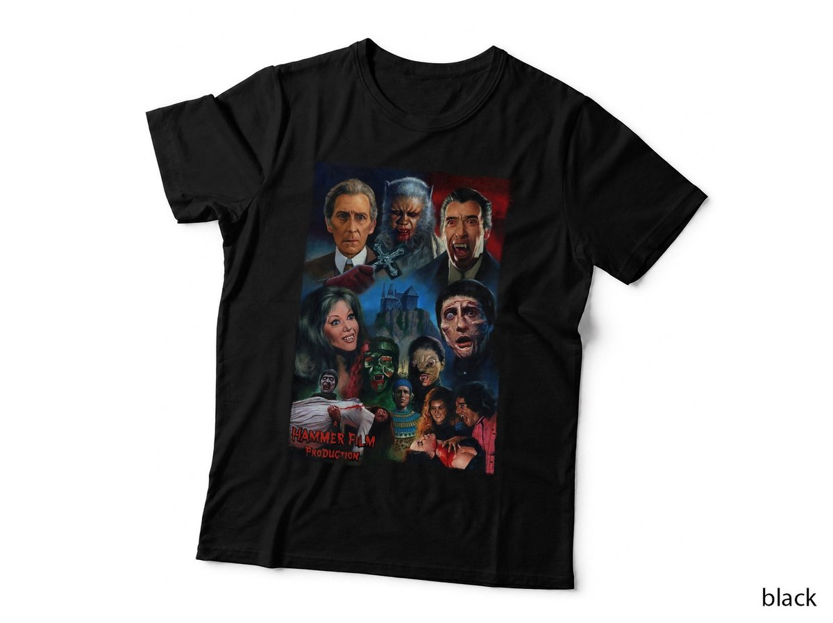 Hammer Films Horror Movie Characters T-Shirt, Retro Vintage Gothic