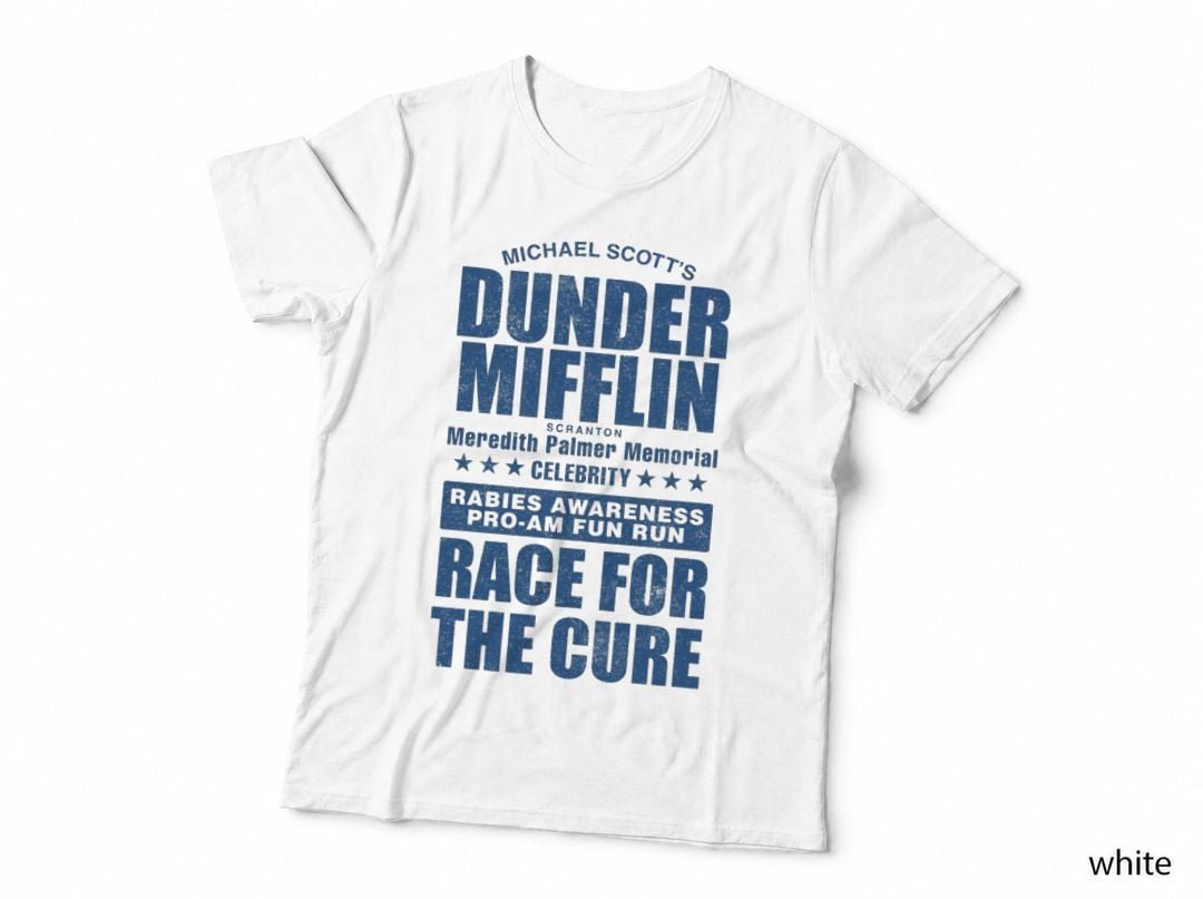 Dunder Mifflin Rabies Awareness Race T-Shirt, Office Humor, Office Fan Art