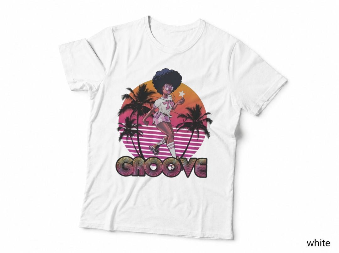 Afro Groove Roller Skate Retro 80s 70s Disco Funk Star Premium T-Shirt