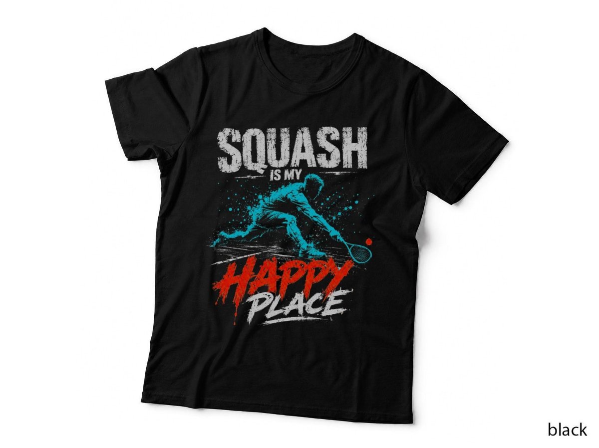 Squash Is My Happy Place Sports Paint Splatter Player Halftone Hoodie