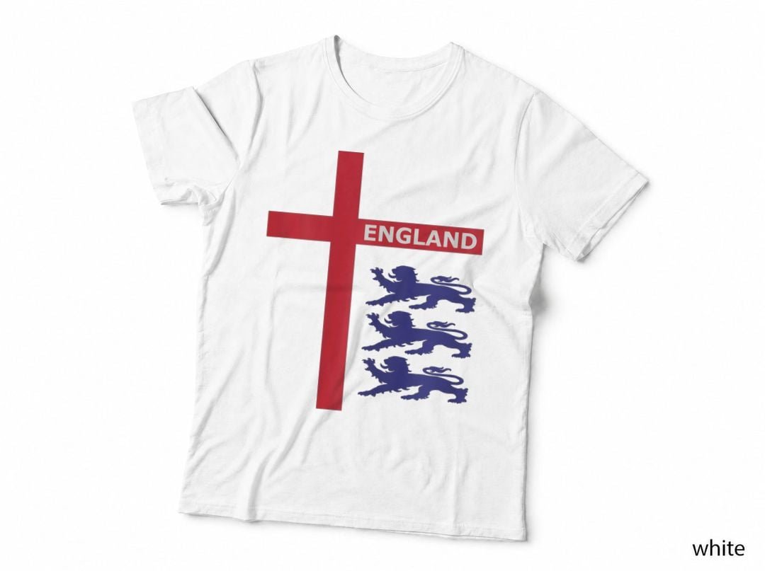 England Flag & Lions Football Fan England Supporter T-Shirt