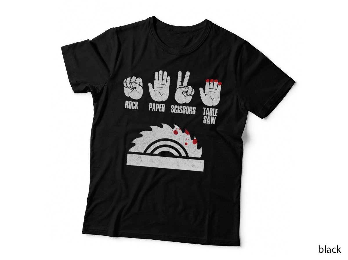 Rock Paper Scissors T-Shirt, Table Saw Woodworker Gift Woodworking Hoodie