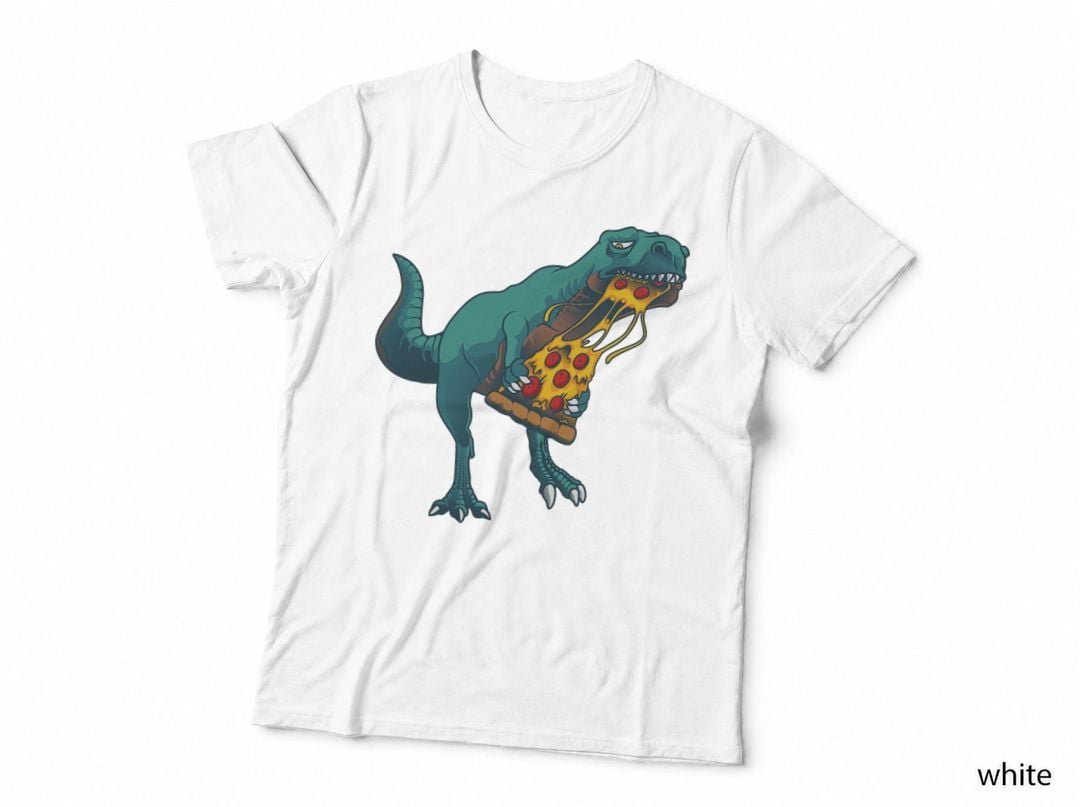 Funny Dinosaur Art For Men Women Dinosaur Pizza Slice Lover T-Shirt