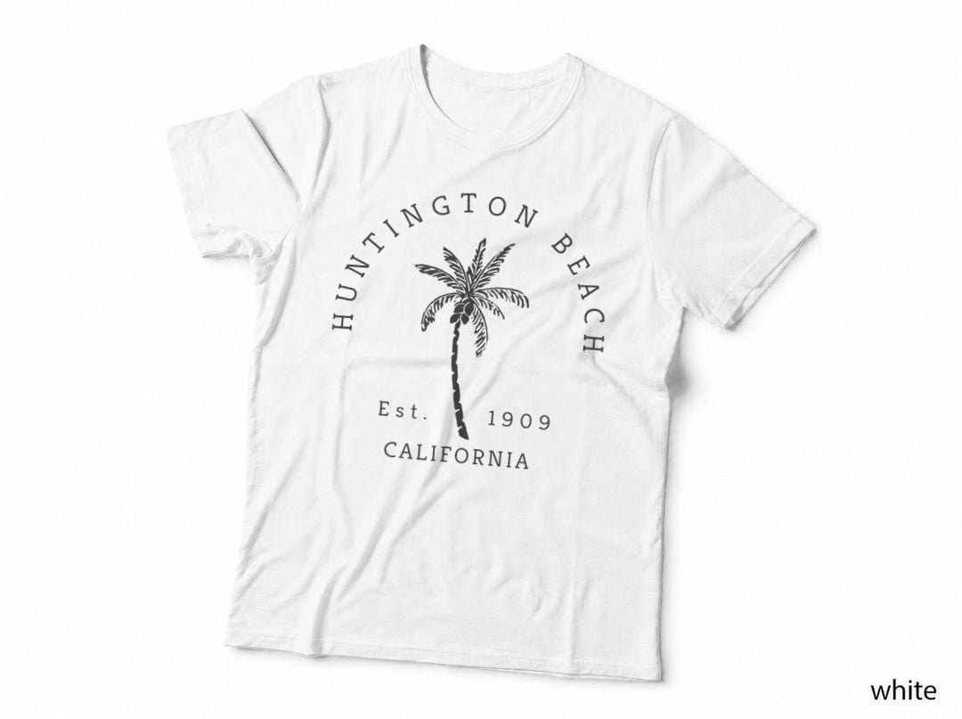 Original Huntington Beach CA Palm Tree Image Novelty Art Tank Top