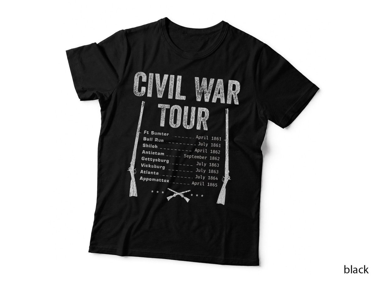 American Civil War Tour Battle Dates T-Shirt, Historical Reenactment