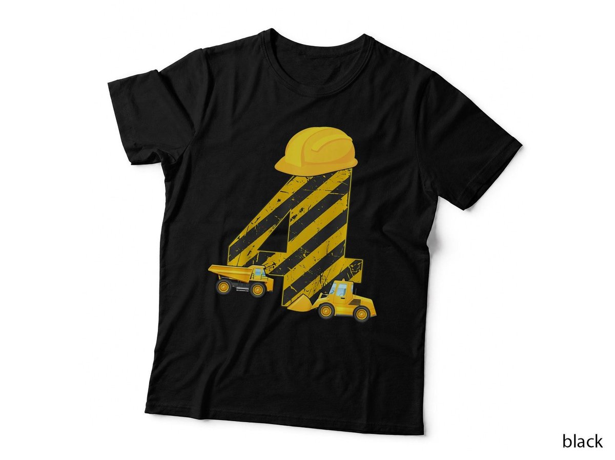 4th Birthday Digger T-Shirt, Construction Theme, Kids Gift