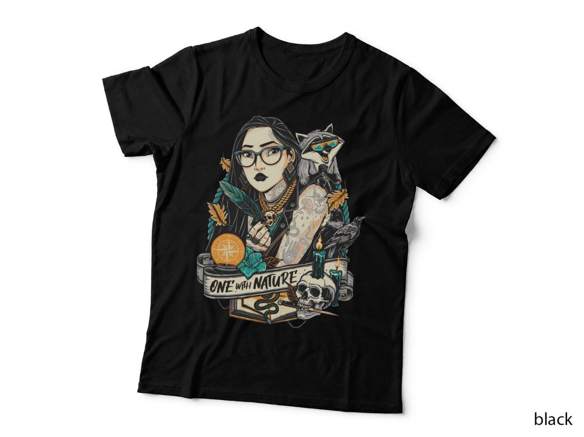One With Nature Gothic Pocahontas Tattoo Princess T-Shirt, Punk Goth Hoodie