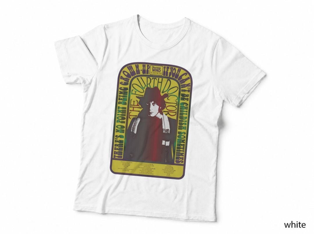 Fourth Doctor Who Spacetime Tour T-Shirt, Tom Baker Retro Poster, Sci-Fi Classic