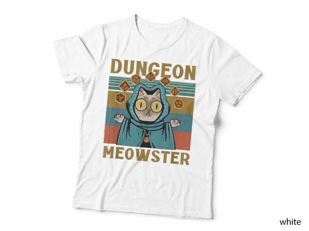 Dungeon Meowster Funny Nerdy-Gamer Cat-D20 Dice RPG Dungeons and Dragons T-Shirt