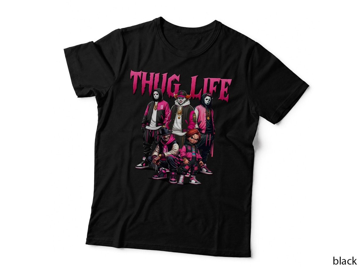 Thug Life Horror Characters T-Shirt, Urban Streetwear Style 3