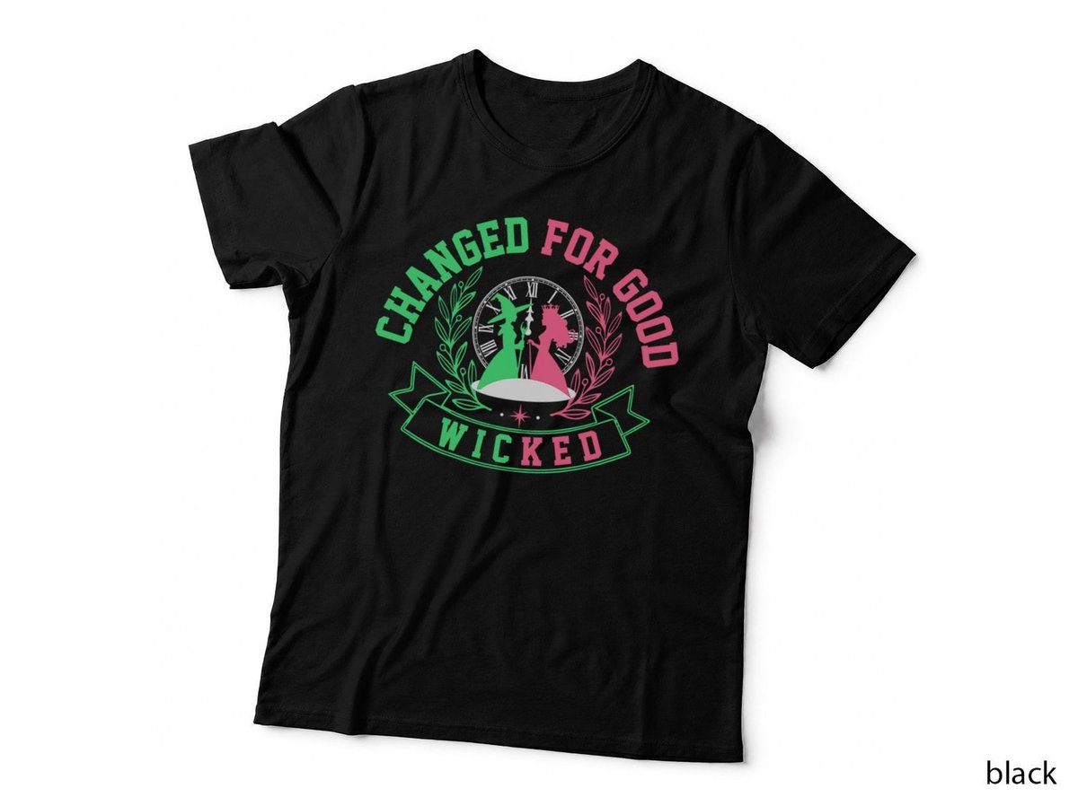 Wicked Change For Good T-Shirt, Green Pink Split Witch, Musical Fan
