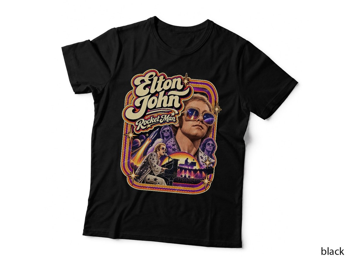 Elton John Vintage 70s Rock Rocket Man Piano Concert T-Shirt