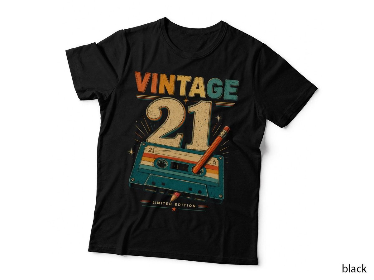 Vintage 21 21st Birthday Cassette Mixtape Music Lover T-Shirt Hoodie Born 2005