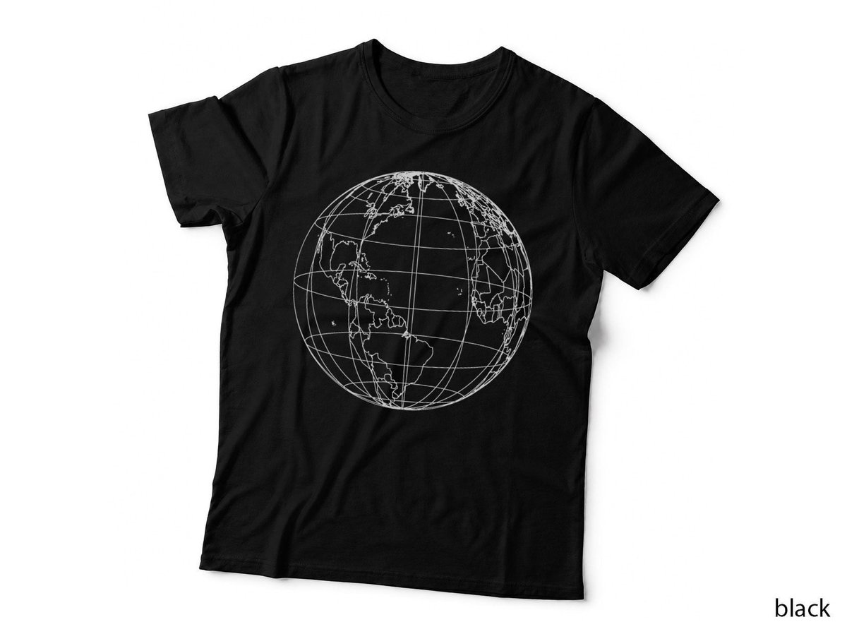 WORLD GLOBE LINE ART MAP PLANET EARTH ATLAS TRAVEL T-Shirt