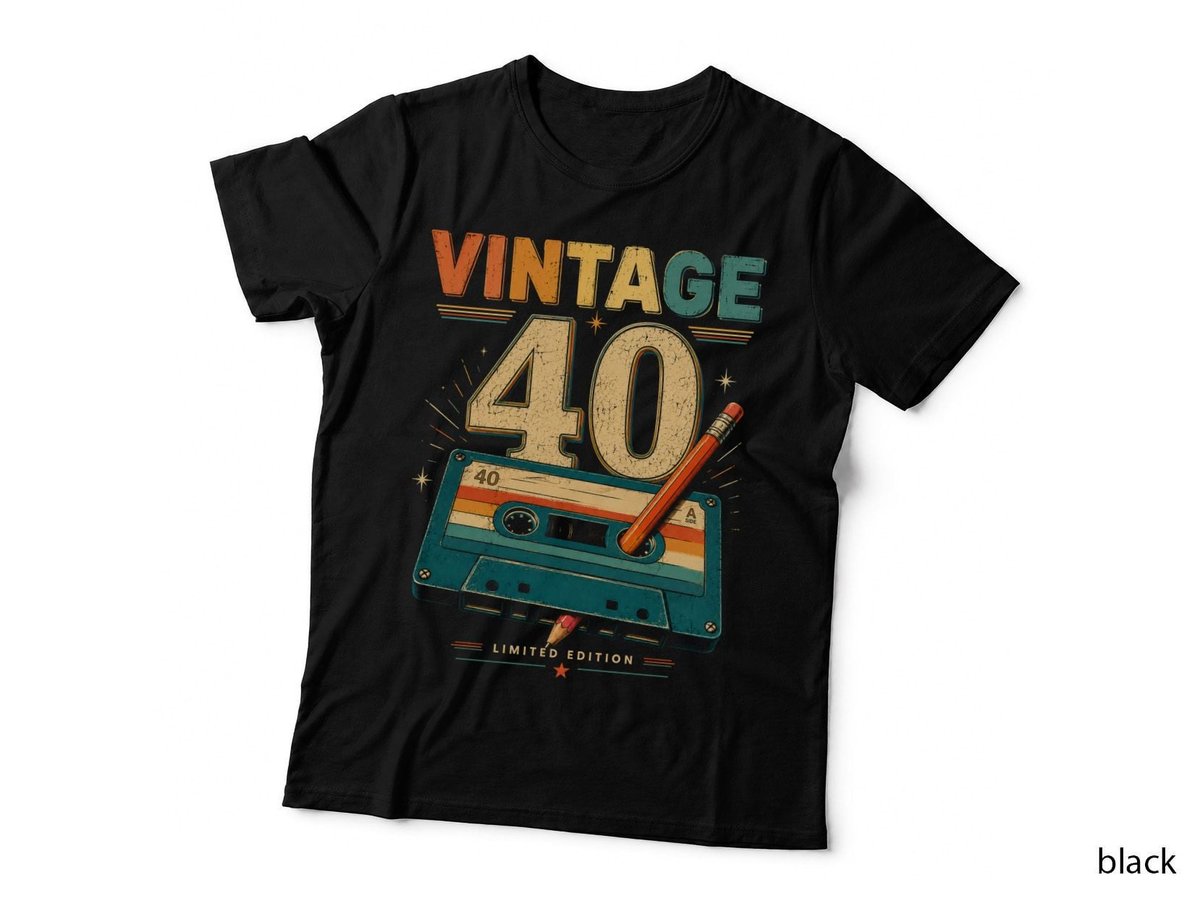 Vintage 40 40th Birthday Cassette Mixtape 80s Music T-Shirt Hoodie Born 1986