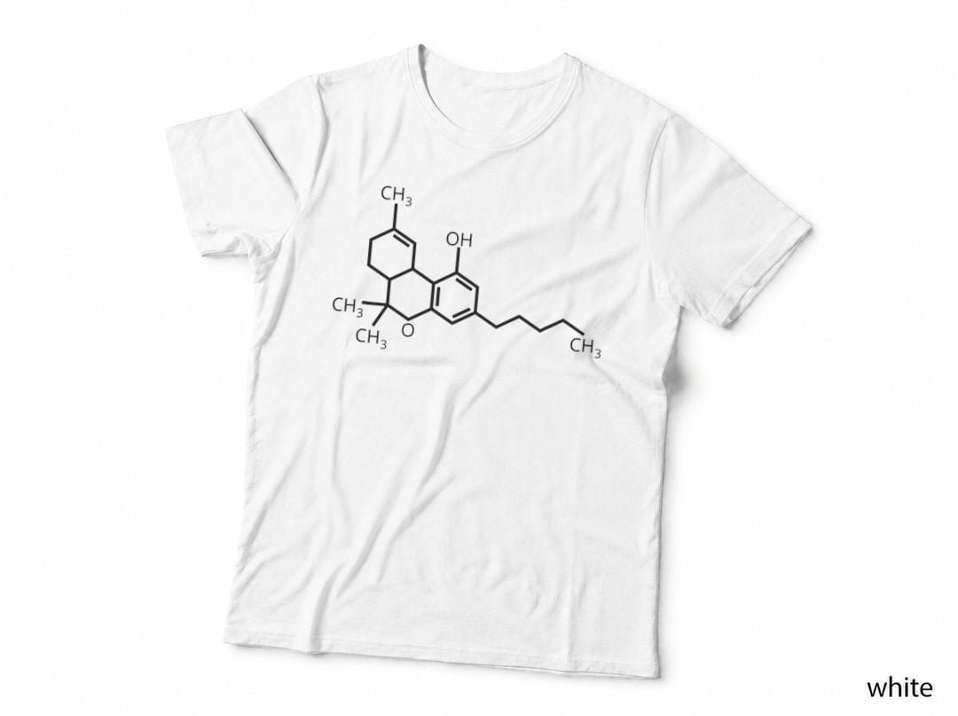 THC Molecule T-Shirt, 420 Weed Gift, Cannabis Science Art