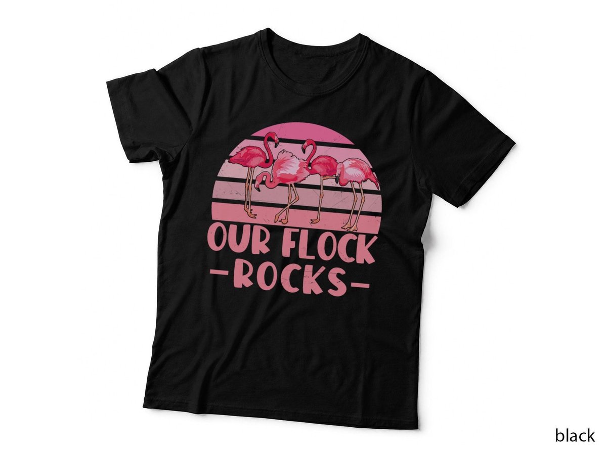 Our Flock Rocks Flamingos Lover Family Vacation Group T-Shirt