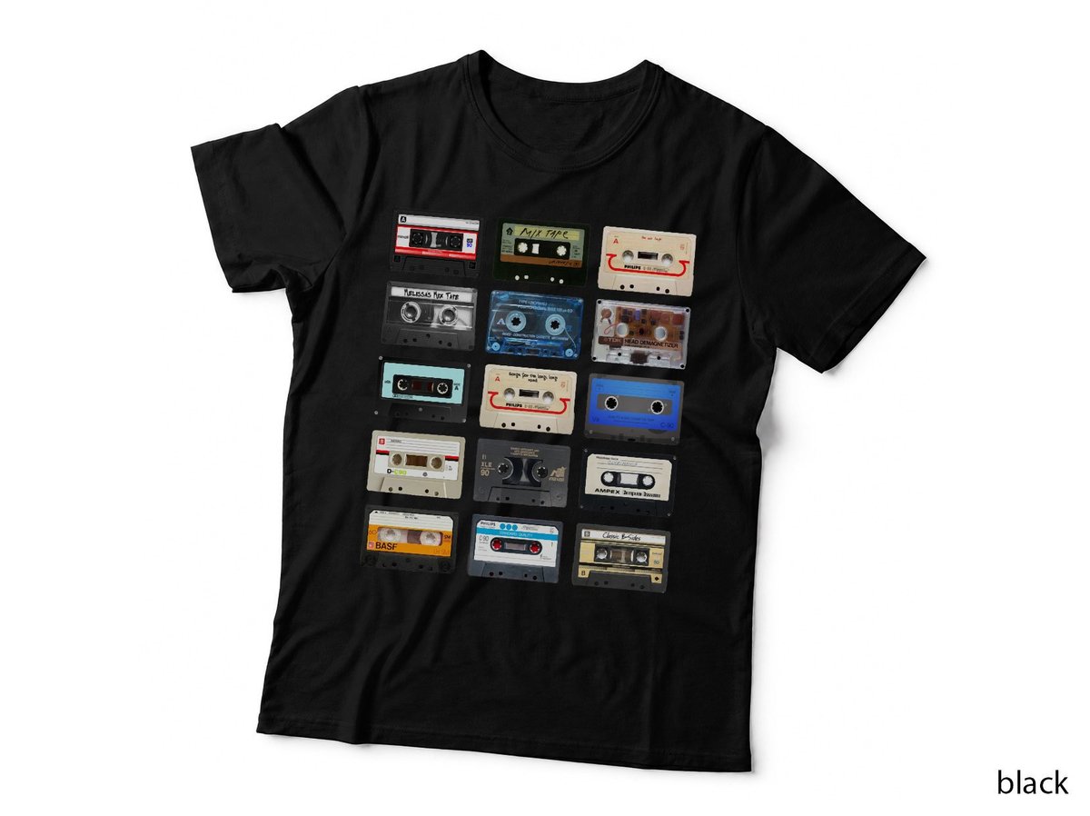 Cassette Tapes T-Shirt, Nostalgia Music Theme, Retro Aesthetic
