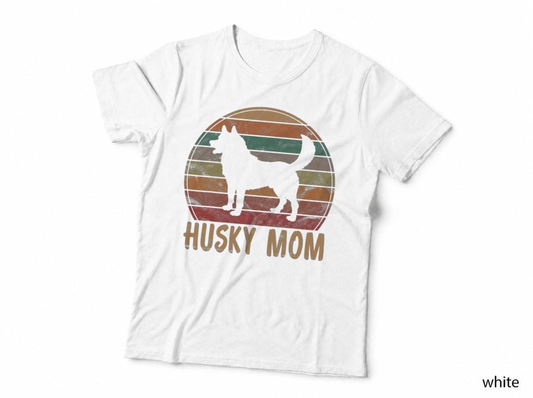 Retro Husky Mom Gift Dog Mother Pet Siberian Huskies Mama T-Shirt