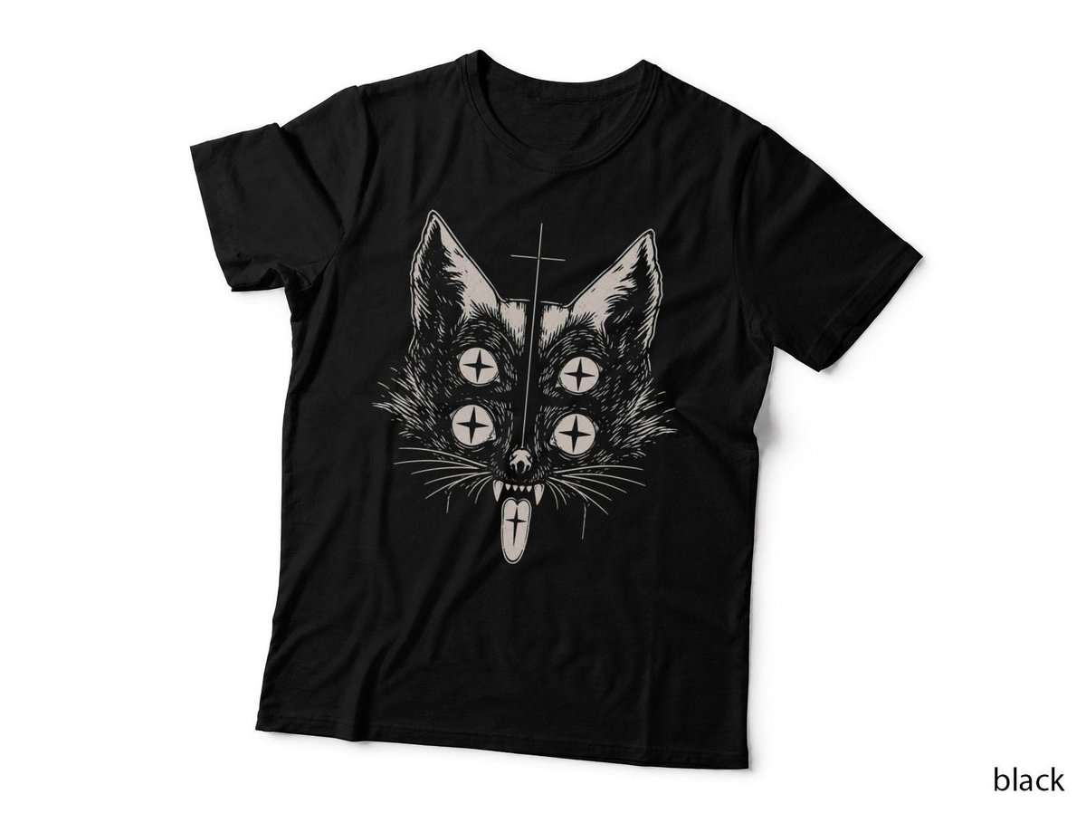 Four Eyed Black Cat Occult Gothic Witchy Halloween Pet Lover T-Shirt Hoodie
