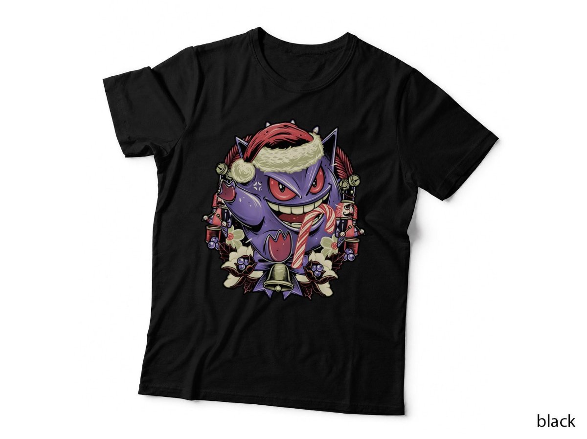 Xmas Gengar T-Shirt, Christmas Ghost Monster Festive Kids Gift Hoodie