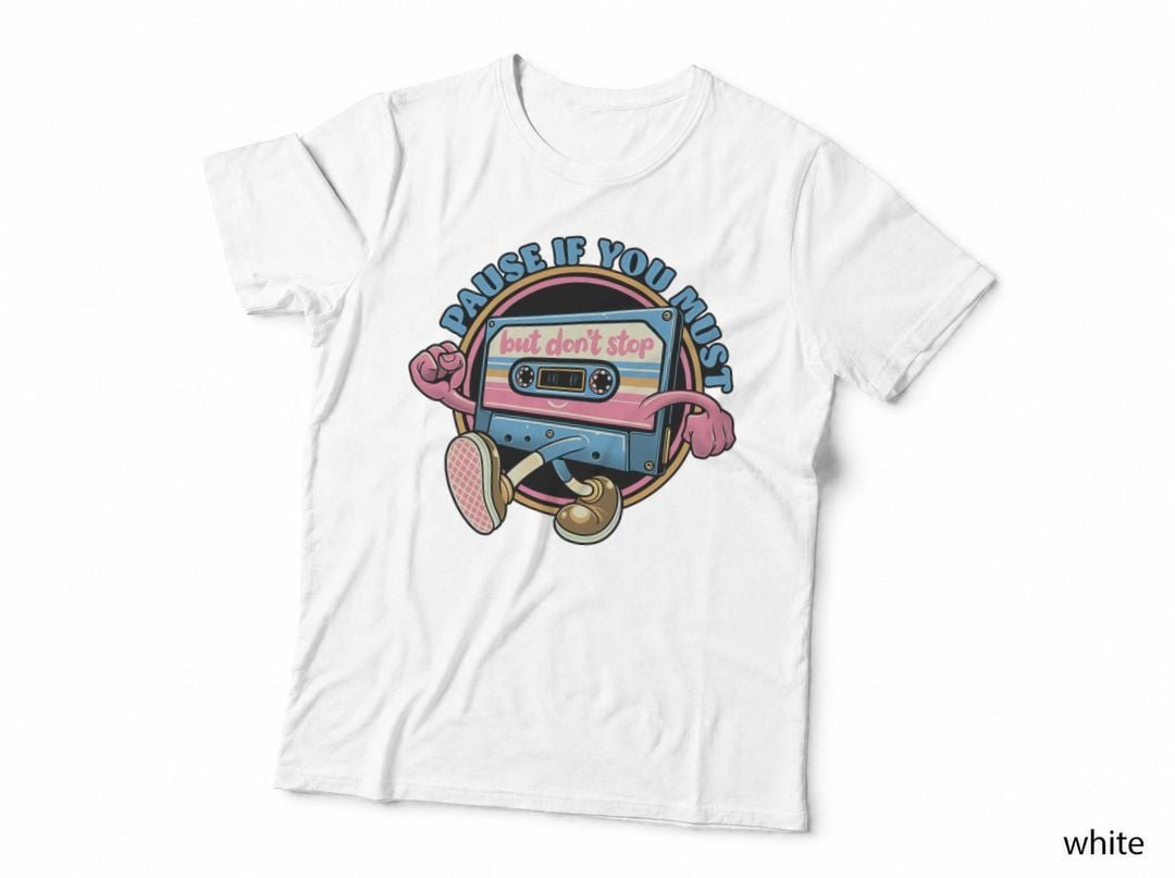 Pause If You Must Retro Cassette 80s Aesthetic Music T-Shirt