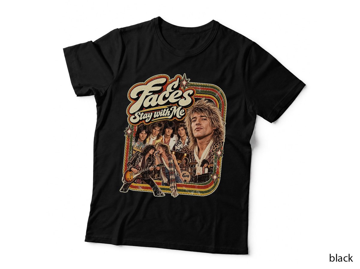 Faces Stay with Me Vintage Pub Rock Retro Badge Distressed Print Music T-Shirt