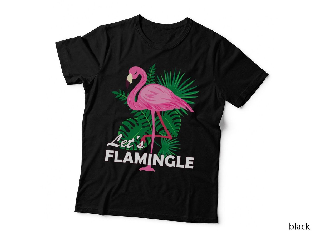 Cute Pink Flamingo Graphic Lets Flamingle Birthday Gift T-Shirt