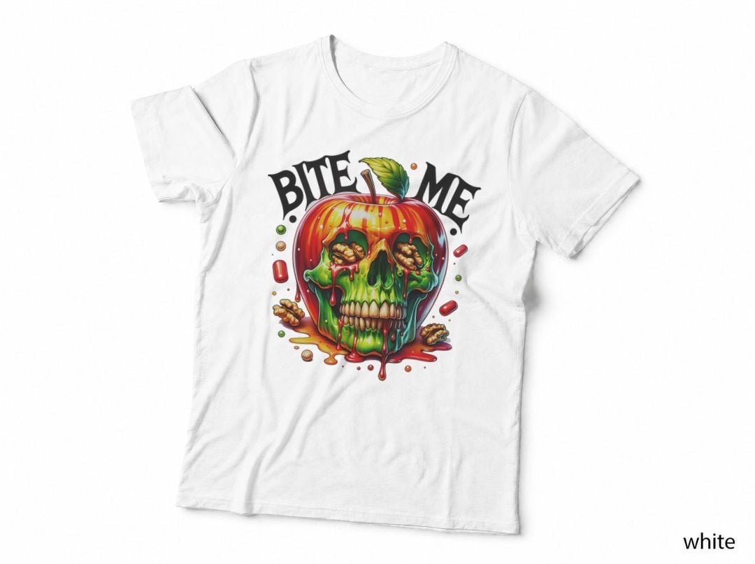 Bite Me Apple Skull, Halloween, Horror, T-Shirt