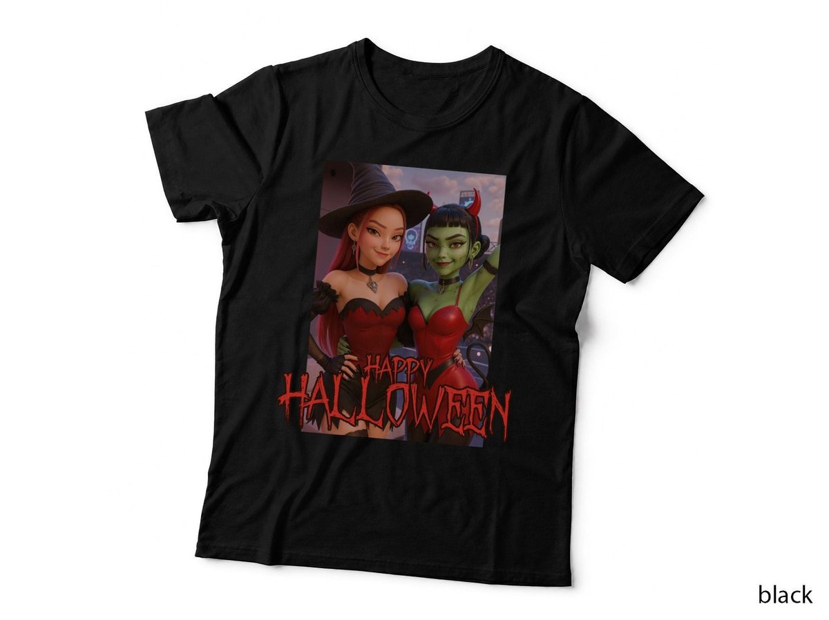Halloween Witch & Devil Costume T-Shirt, Spooky Party Theme