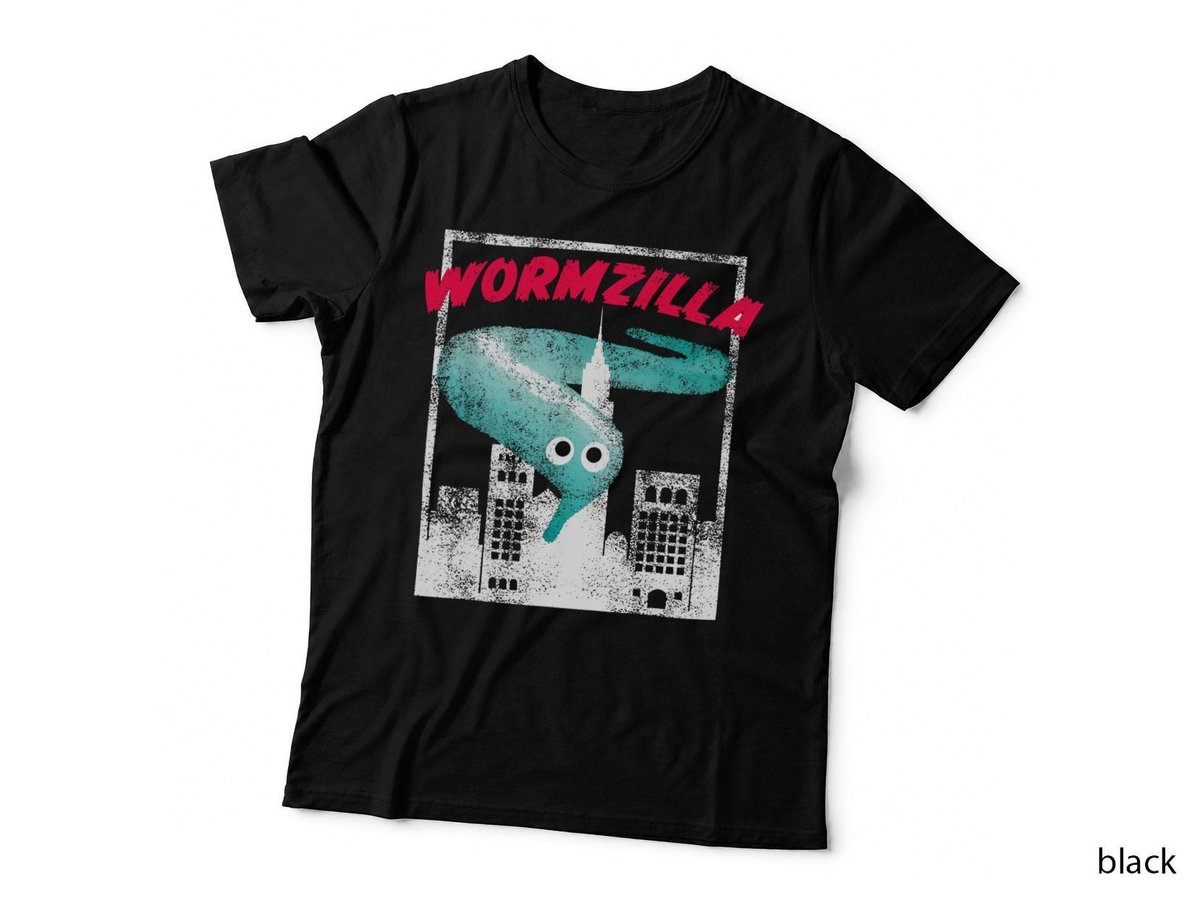 Wormzilla City Skyline Tee, Giant Worm Monster, Retro Kaiju Print