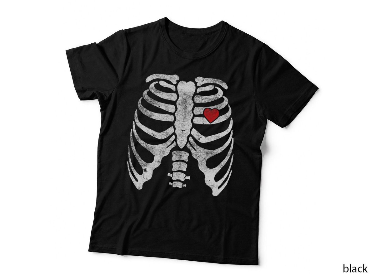 Skeleton Heart Rib Cage X-Ray Adult Kids Funny Halloween T-Shirt