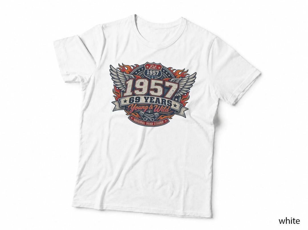 1957 69th Birthday Motorcycle Biker Road Legend Young And Wild T-Shirt Hoodie