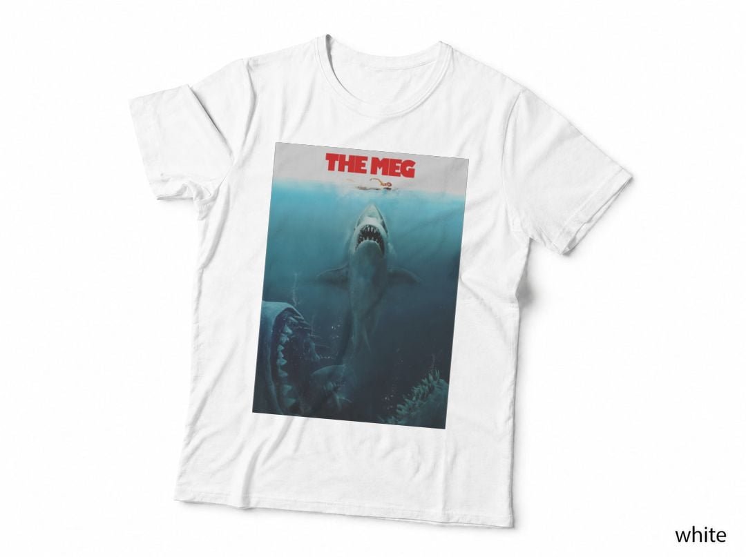 The Meg Shark Attack T-Shirt, Horror Movie Fan Art, Thriller Thrill Seekers