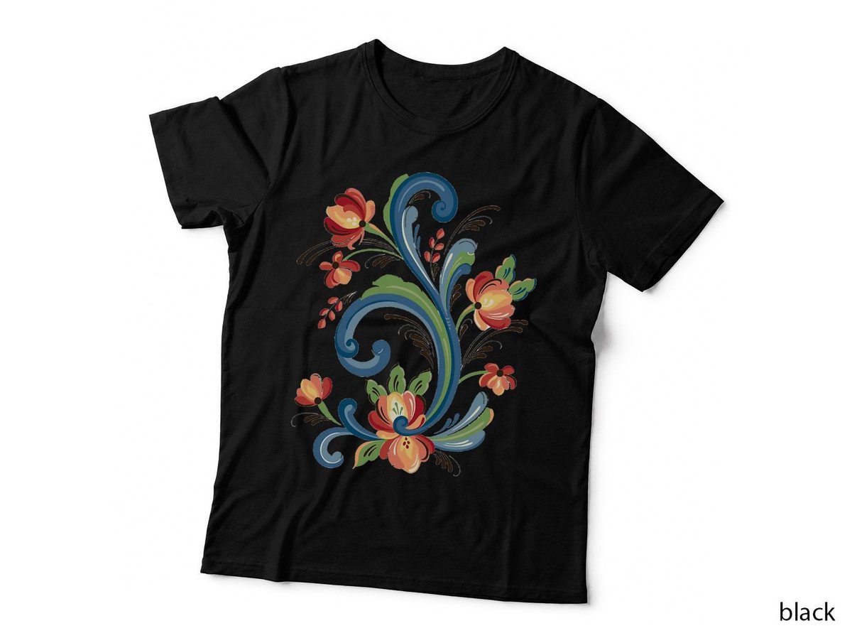 Scandinavian Rosemaling Norwegian Art T-Shirt