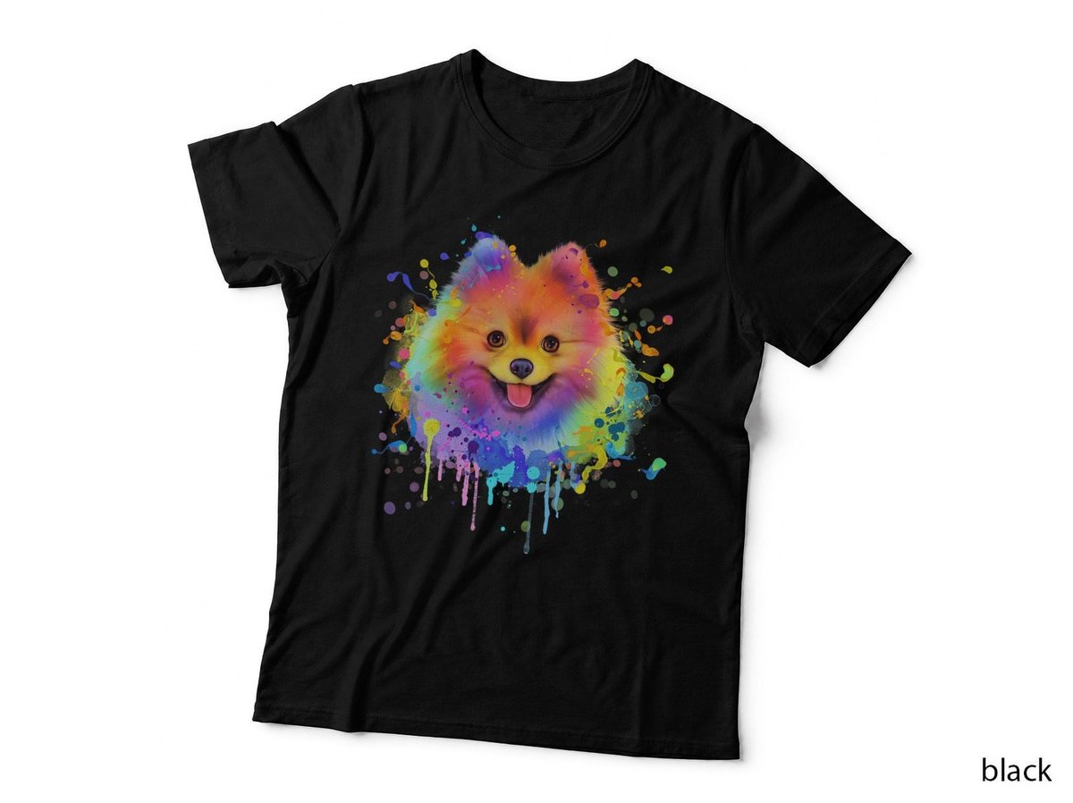 Colorful Splash Art Pomeranian Portrait Pom Puppy Owner T-Shirt