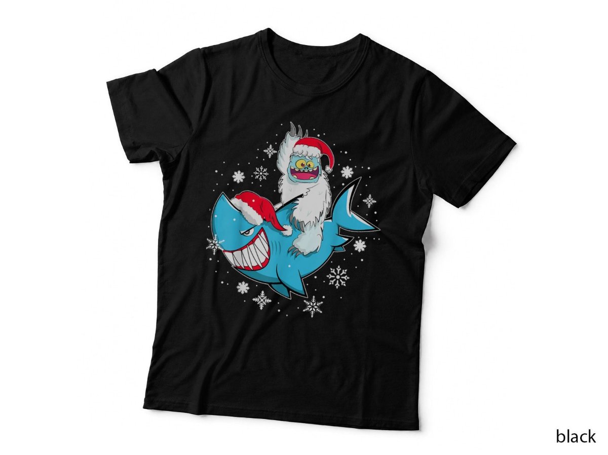 Yeti to Party Shark Santa Hat Christmas Pyjama Xmas T-Shirt, Festive Hoodie