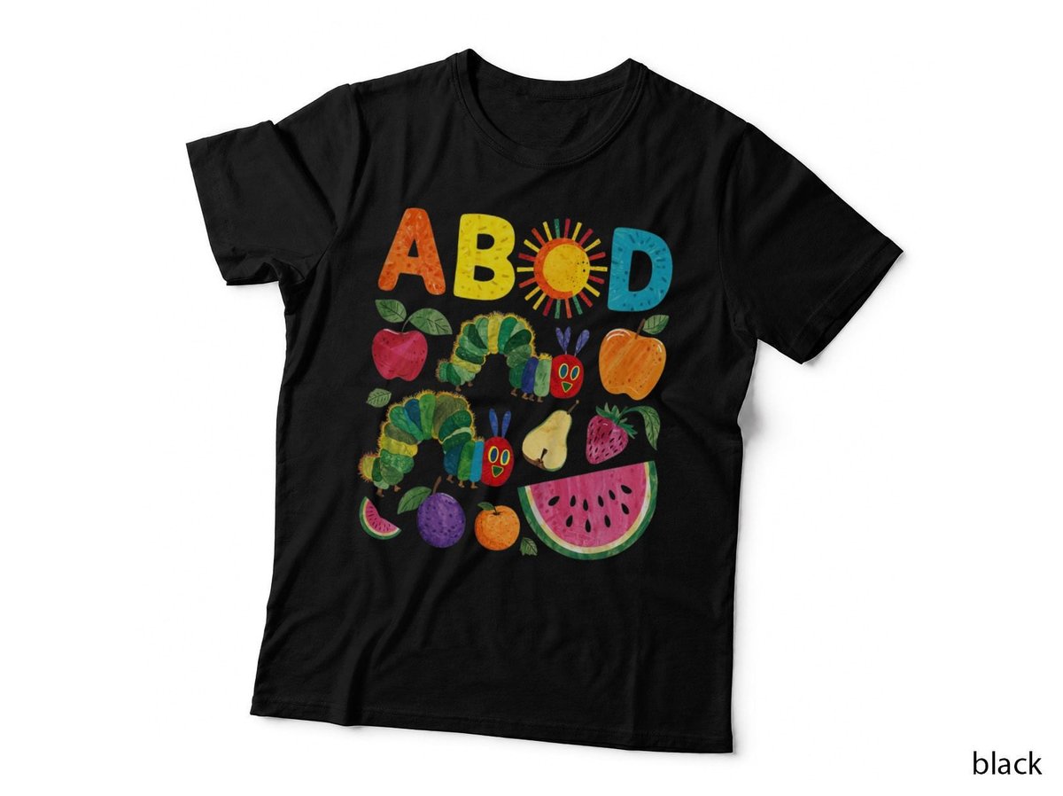 Hungry Caterpillar Kids T-Shirt, ABC Learning Art, Back To School Style
