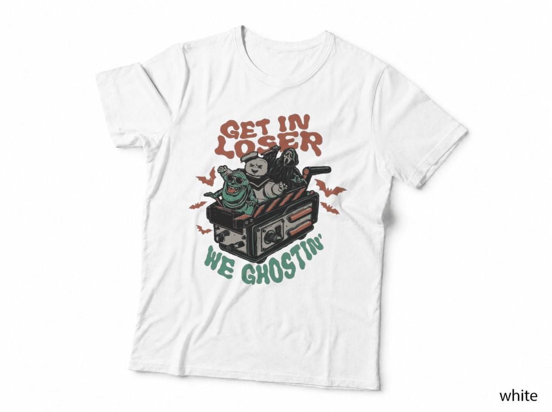 Get In Loser PNG, We're Ghosting PNG, Ghostbusters Design, Slimer, Marshmallow Man ,, Hoodie, Tote Bag - 117821 T-Shirt