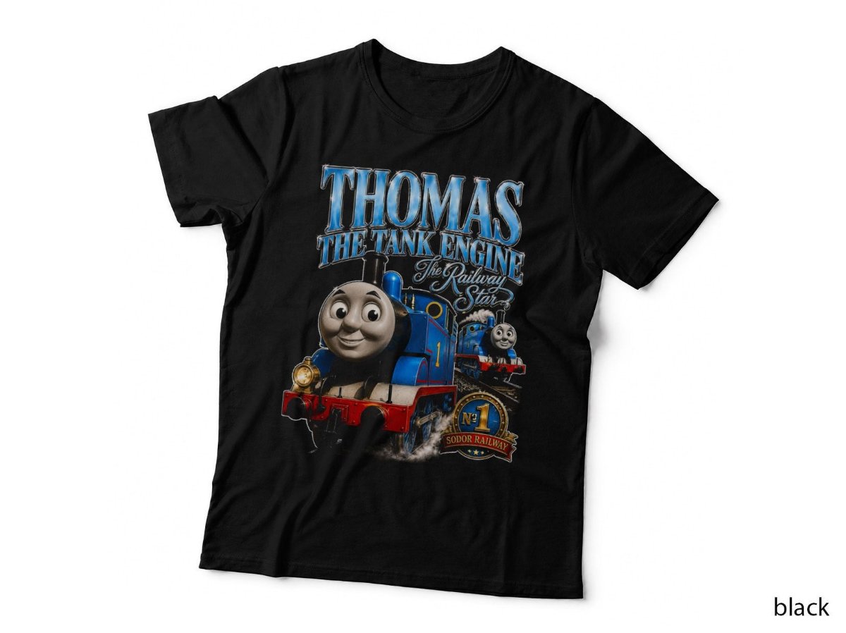 Thomas The Tank Engine T-Shirt, Vintage Railway Cartoon Kids Halftone Hoodie
