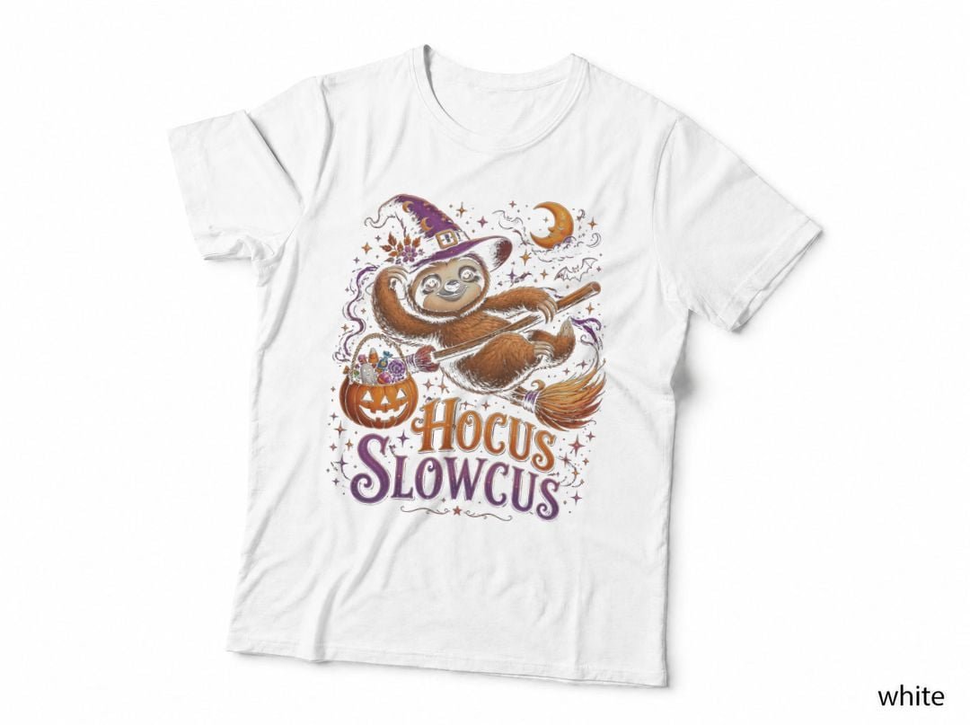 Hocus Slowcus Sloth Witch Funny Halloween Broomstick Sloth T-Shirt Hoodie