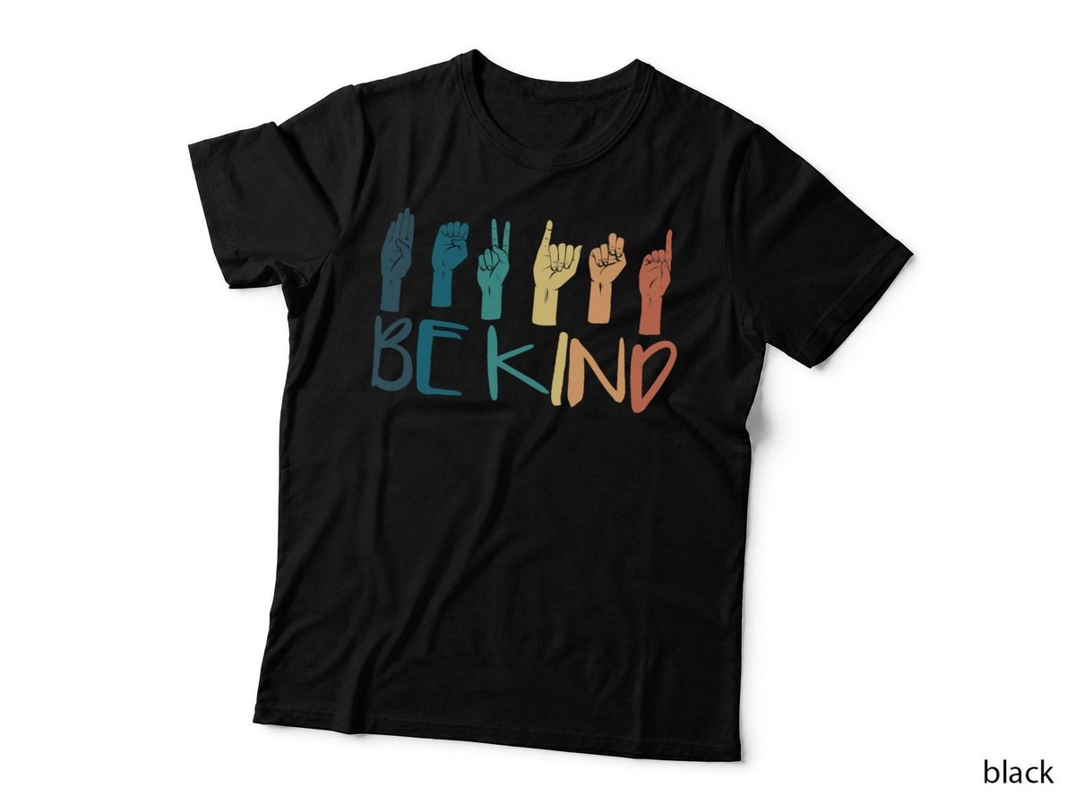 Be Kind Hand Sign Language T-Shirt, Retro Interpreter ASL Print