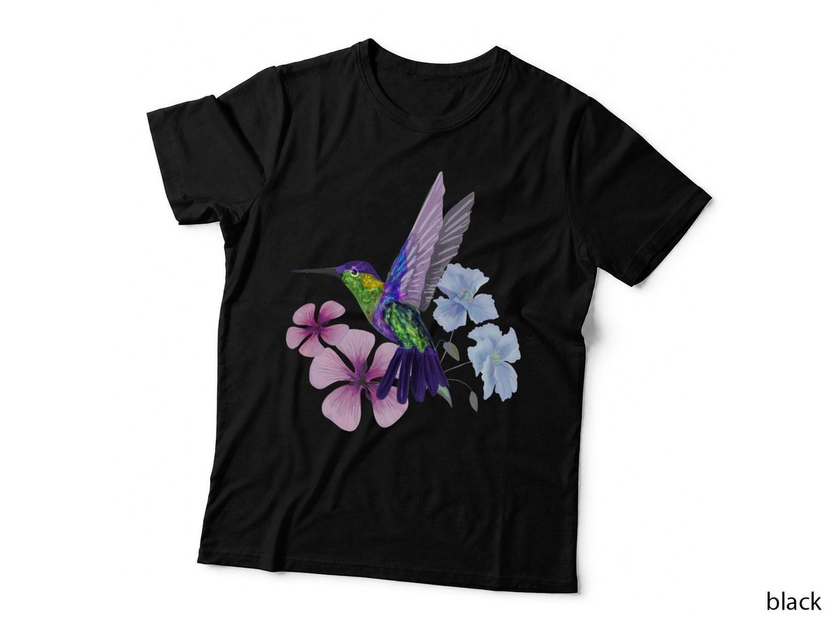 Hummingbird Colibri Snowcap Bird Flowers Tropical Summer T-Shirt