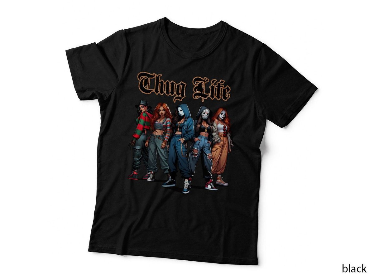 Horror Movie Characters Thug Life T-Shirt, Halloween Costume Apparel