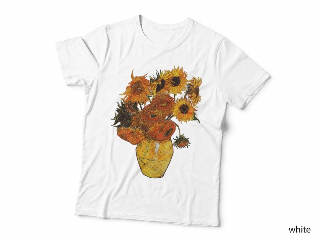Van Gogh Sunflowers Tee Vintage Yellow Flowers Art Painting T-Shirt