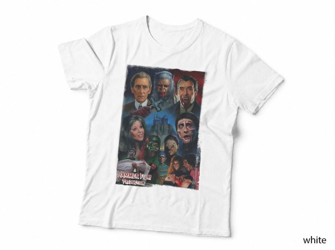 Hammer Films Horror Movie Characters T-Shirt, Retro Vintage Gothic