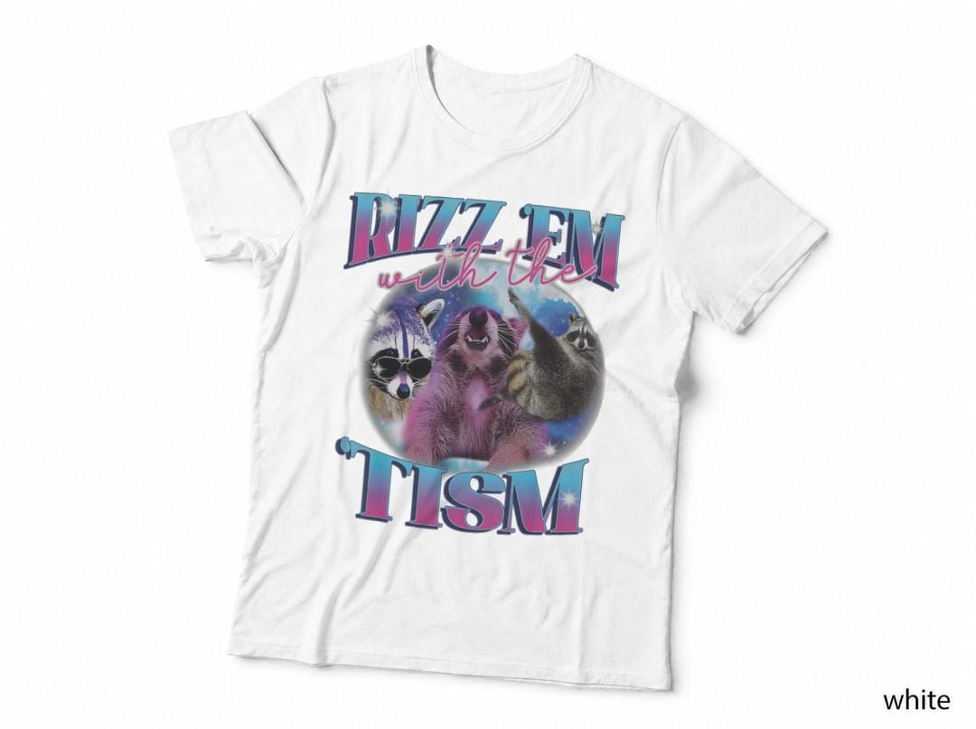 Autism Funny Rizz Em With The Tism Meme Autistic Opossum T-Shirt